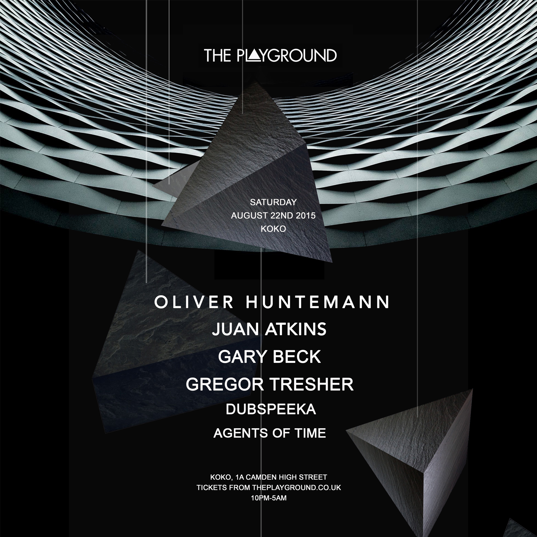 THE PLAYGROUND presents OLIVER HUNTEMANN + JUAN ATKINS + GARY BECK + GREGOR TRESHER + DUBSPEEKA +